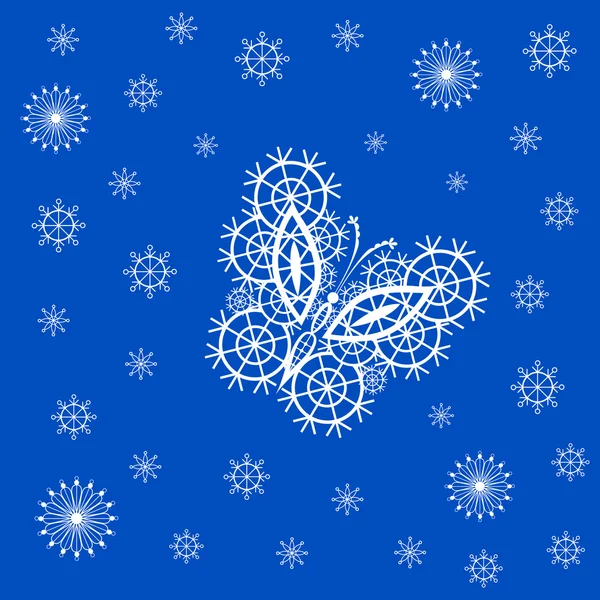 Decorative butterfly and snowflakes. — Stock Vector