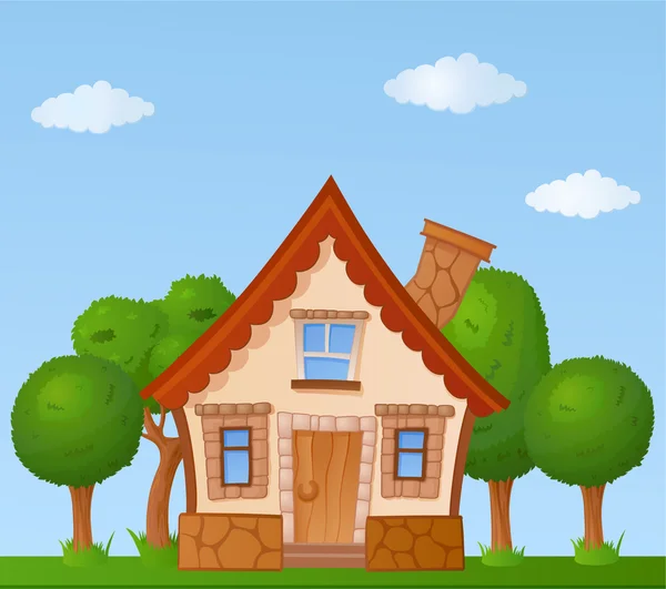 Fachada de una casita — Vector de stock