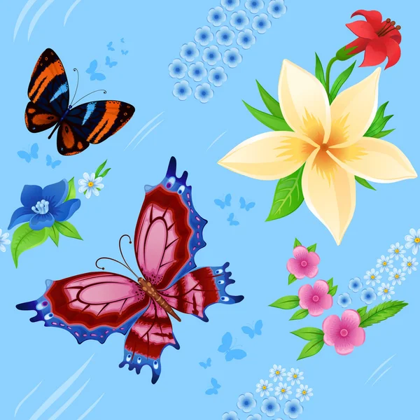 Mariposas brillantes voladoras — Vector de stock