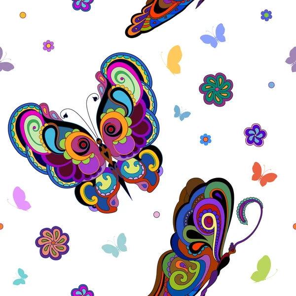 飞行的明亮蝴蝶 — 图库矢量图片