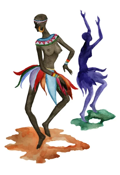 Afrikanska etniska dansare — Stock vektor