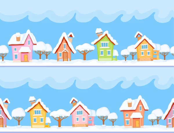 Zimní domy a stromy — Stockový vektor
