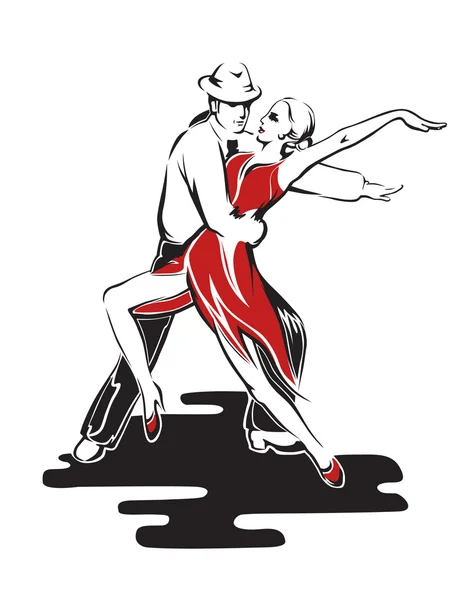 Elegante coppia Dancing — Vettoriale Stock