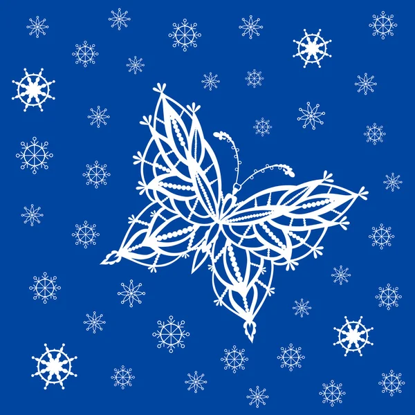 Decorative butterfly and snowflakes. — Stock Vector