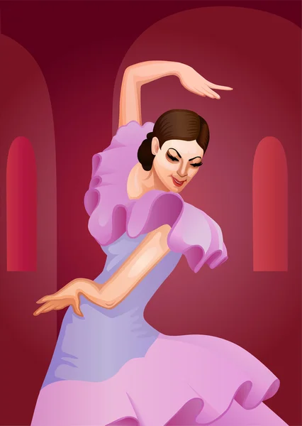 Spanish girl performs a dance — Stock Vector