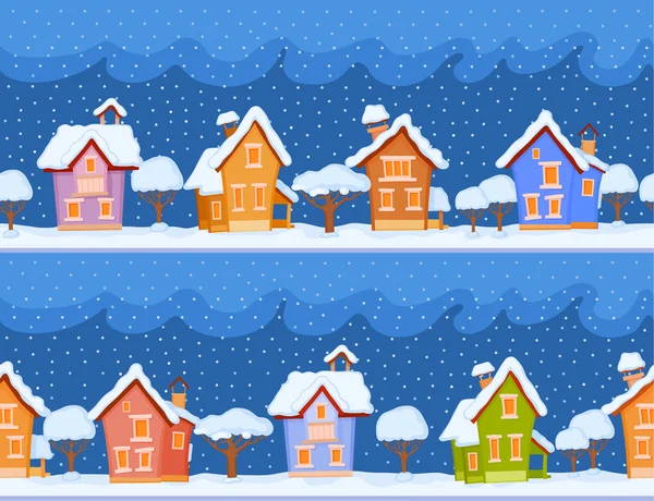 Зимові будинки і дерева — стоковий вектор