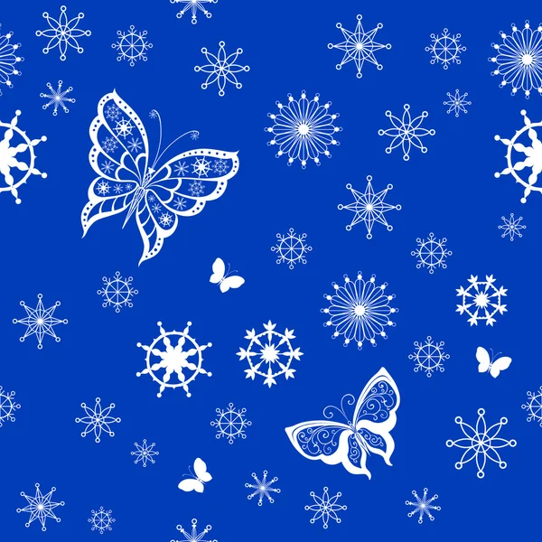 Decorative butterflies and snowflakes — Stock Vector