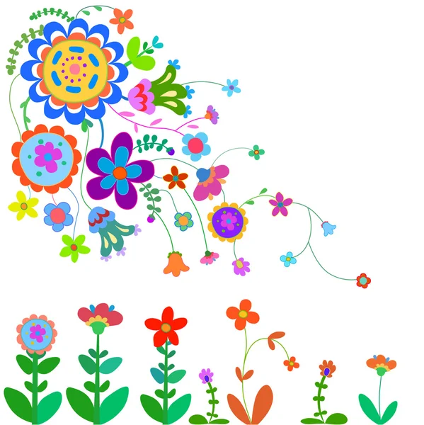 Flores de manera ingenua — Vector de stock