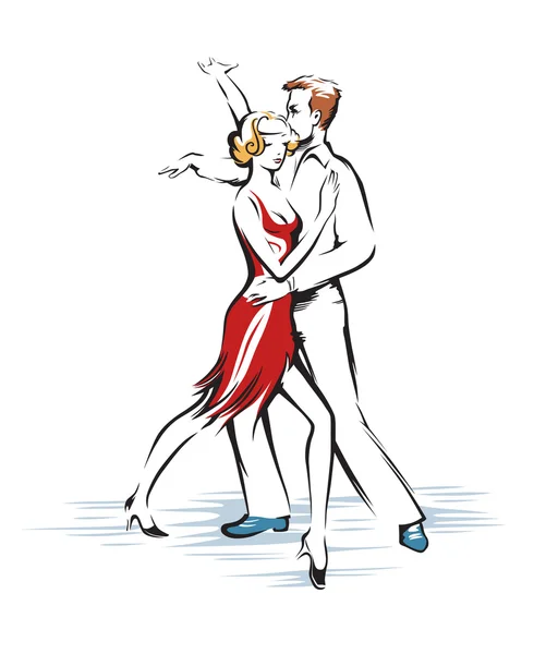Elegante pareja de baile — Vector de stock