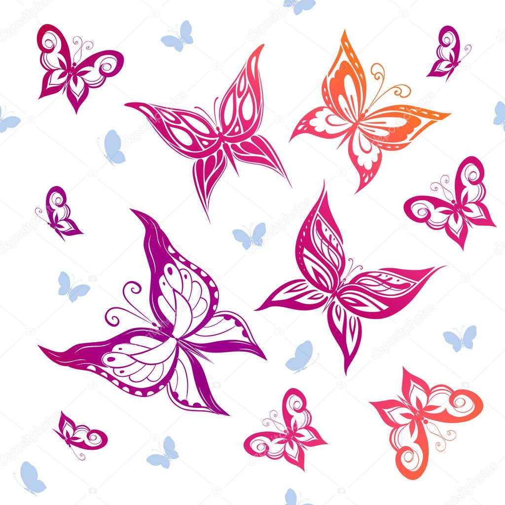 Flying bright butterflies