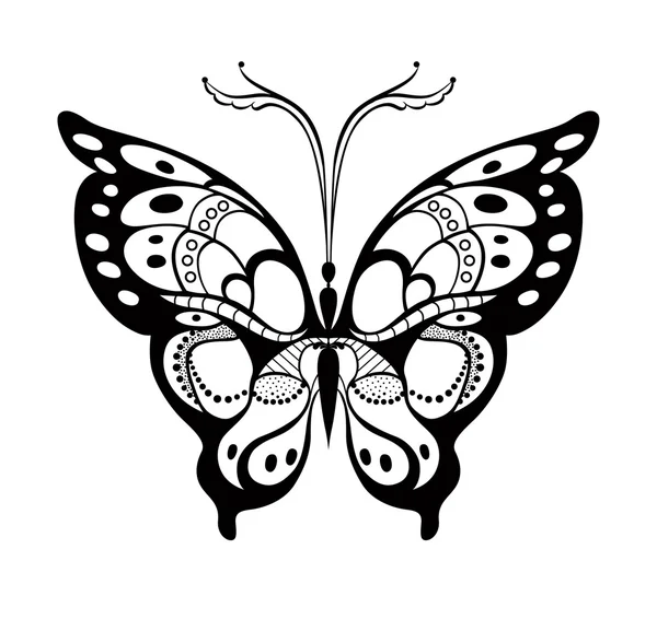 Mariposa decorativa adornada — Vector de stock