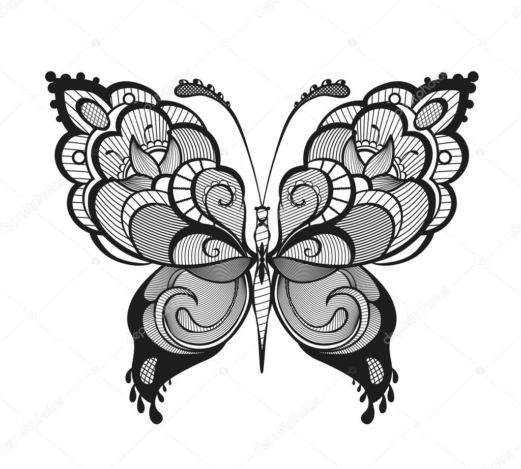 Download Decorative lacy butterfly — Stock Vector © Polyudova #65111219