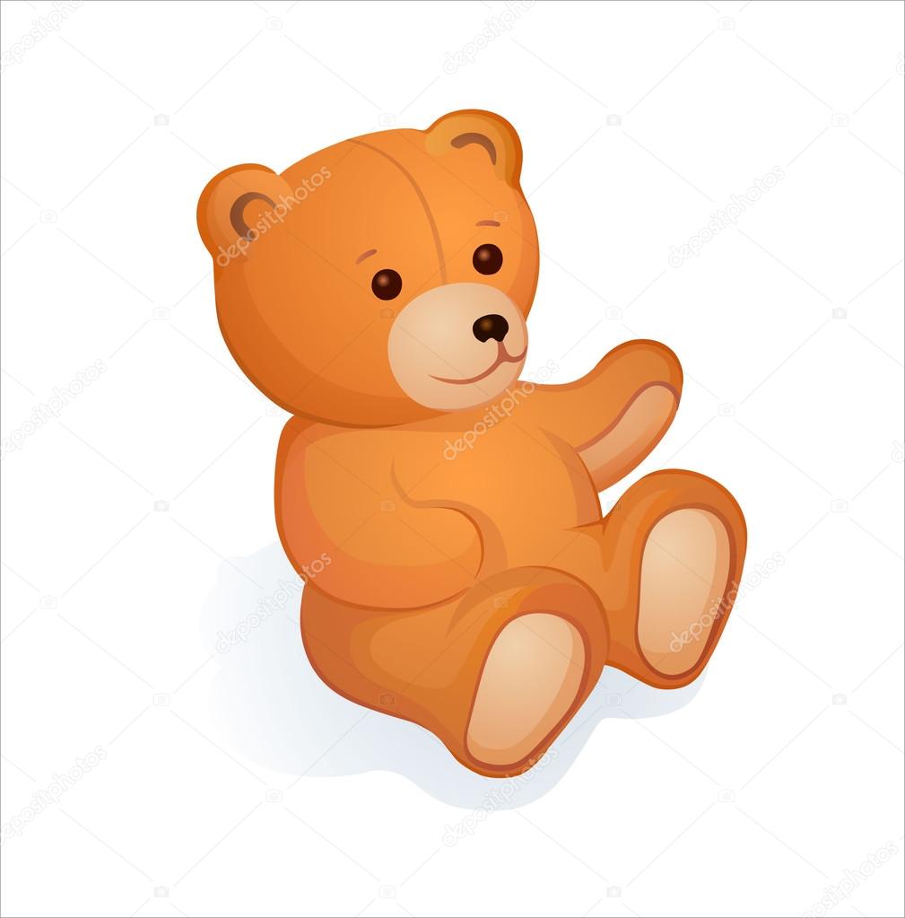 Dolce piccolo orsacchiotto su priorit  bassa bianca — Vettoriali di Polyudova