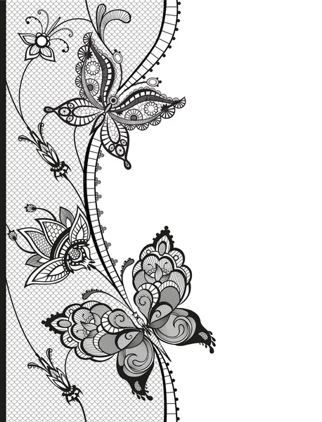 Мереживо з метеликами і квітами — стоковий вектор