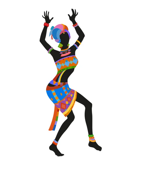 Mujer africana bailando — Vector de stock