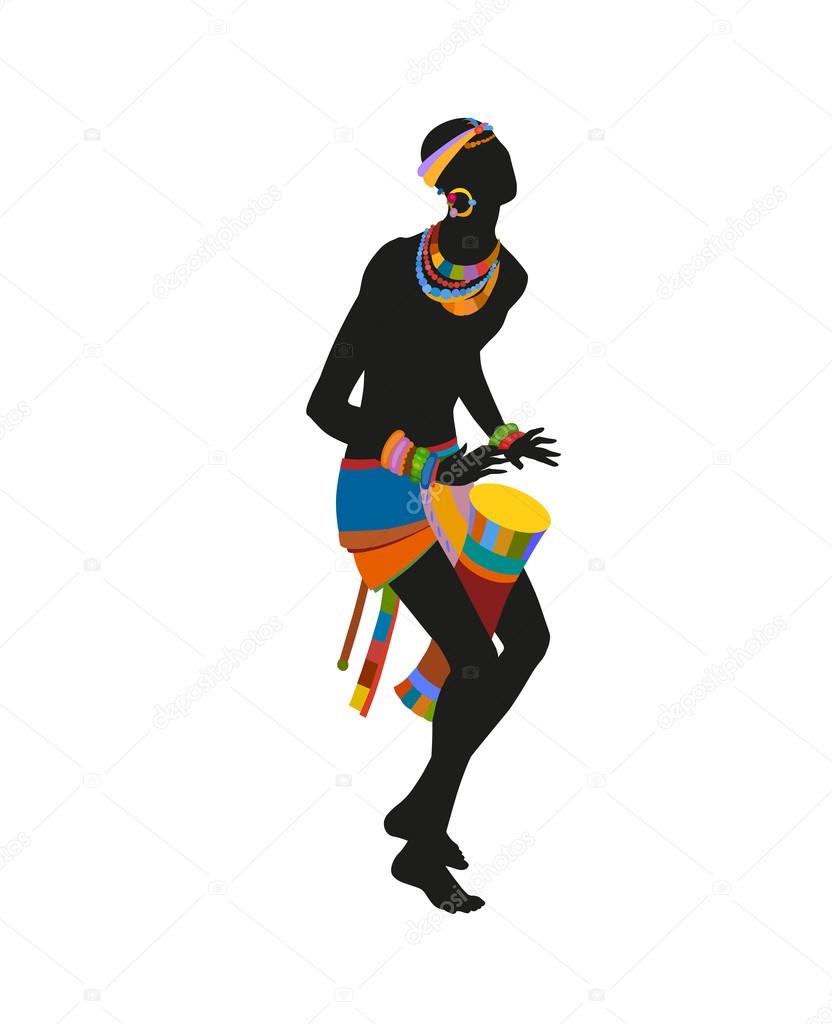 African man playing on drum