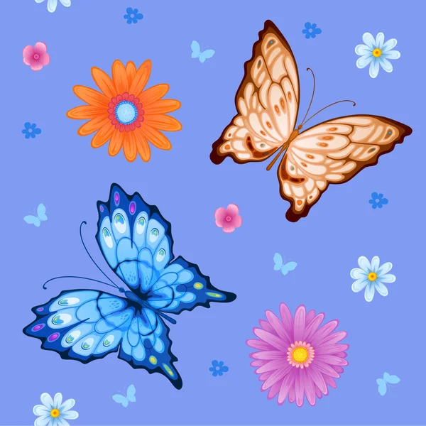 Hintergrund der bunten Schmetterlinge fliegen — Stockvektor