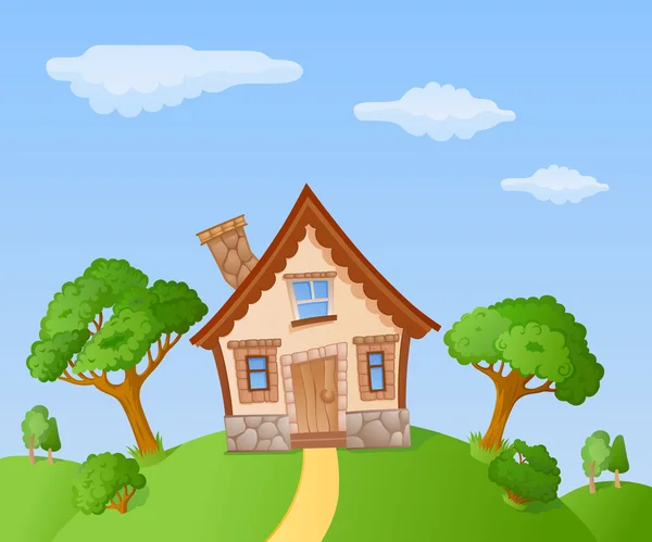 Cartoon klein huis — Stockvector