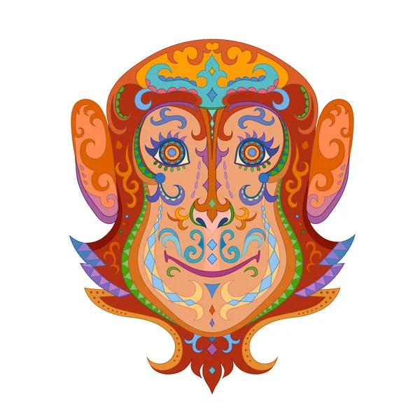 Этнически стилизованная обезьянья голова — стоковый вектор