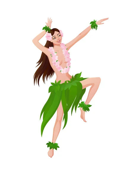 Bailarina femenina étnica hawaiana — Vector de stock