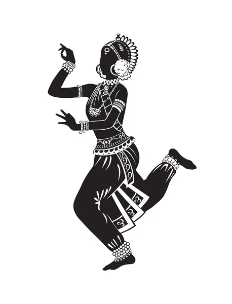 Indisk flicka utför etnisk dans — Stock vektor