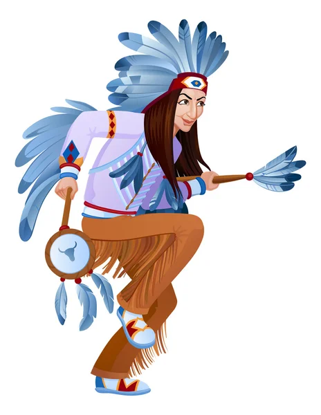 Amerind takes ethnic ritual dance — Stock Vector