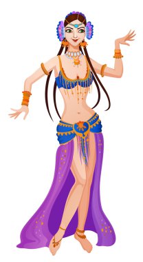 Çizgi film Asyalı kız etnik dans