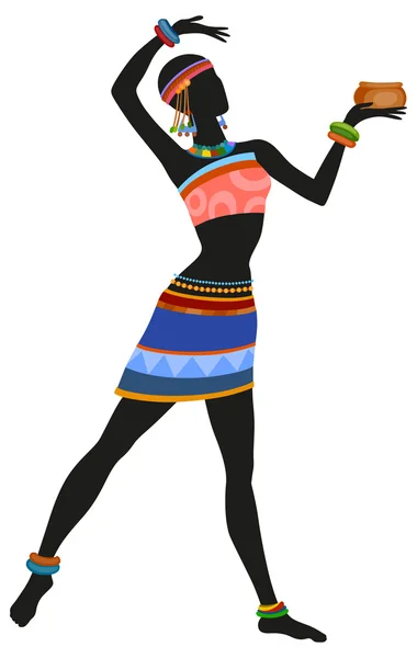 Donna africana danza rituale danza — Vettoriale Stock