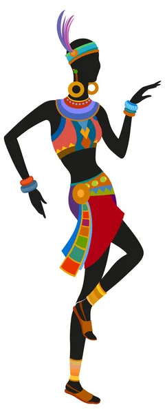 Mujer africana bailando danza ritual — Vector de stock