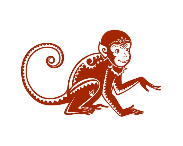 Monkey in festive patterns — Stock Vector