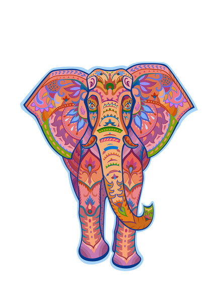 elephant in festive patterns