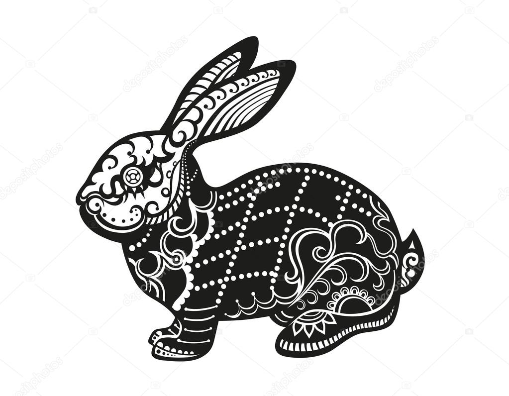 rabbit in festive patterns