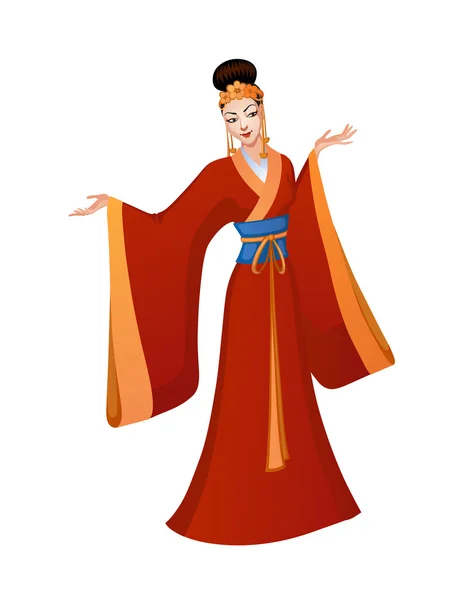 Princesa china toma danza étnica — Vector de stock