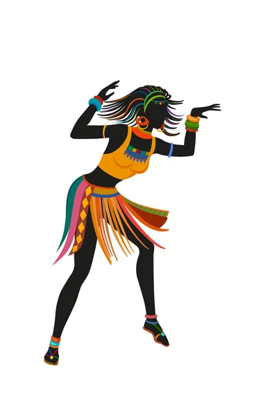 Mujer africana bailando danza ritual — Vector de stock