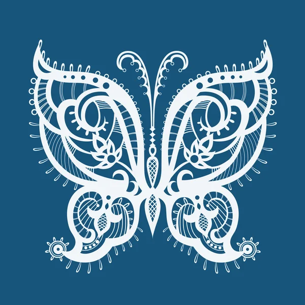 Lace butterfly silhouette — Stock Vector