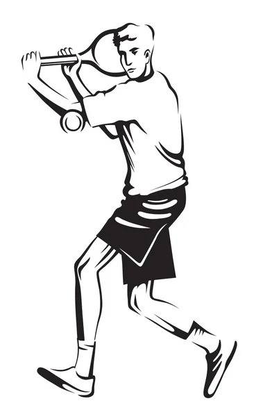 Athlète masculin jouant au tennis — Image vectorielle