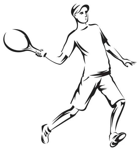 Male athlete playing tennis — Stock Vector