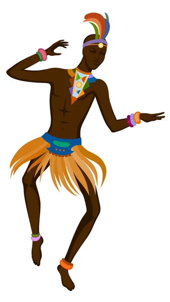 Afrikanischer Mann tanzt rituellen Tanz — Stockvektor
