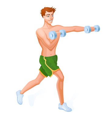 Dumbbells ile egzersiz yapan adam