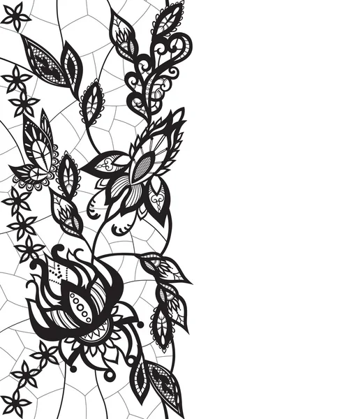 装飾的な花と葉のシルエット — ストックベクタ
