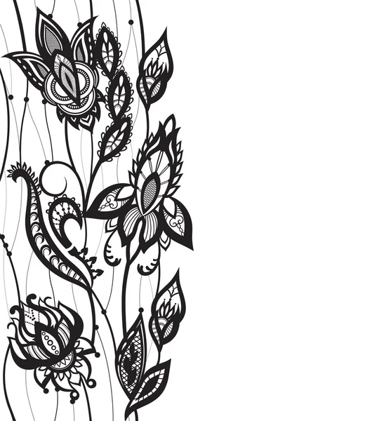 装饰花和叶子的轮廓 — 图库矢量图片