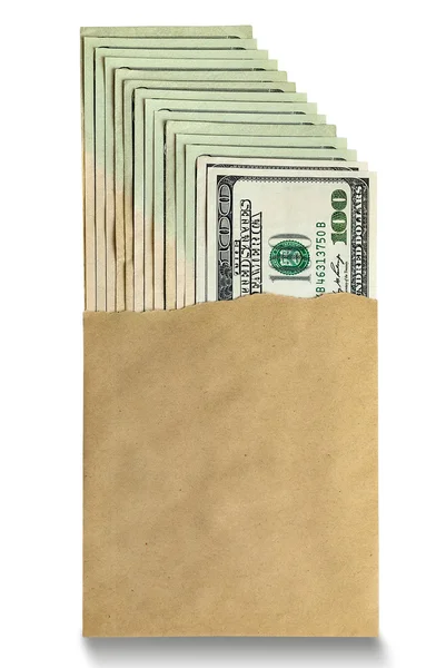 Muchos billetes de dólar en un sobre — Foto de Stock
