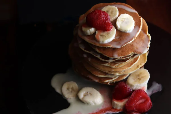 Delicious Pancakes Strawberries — Stock Photo, Image