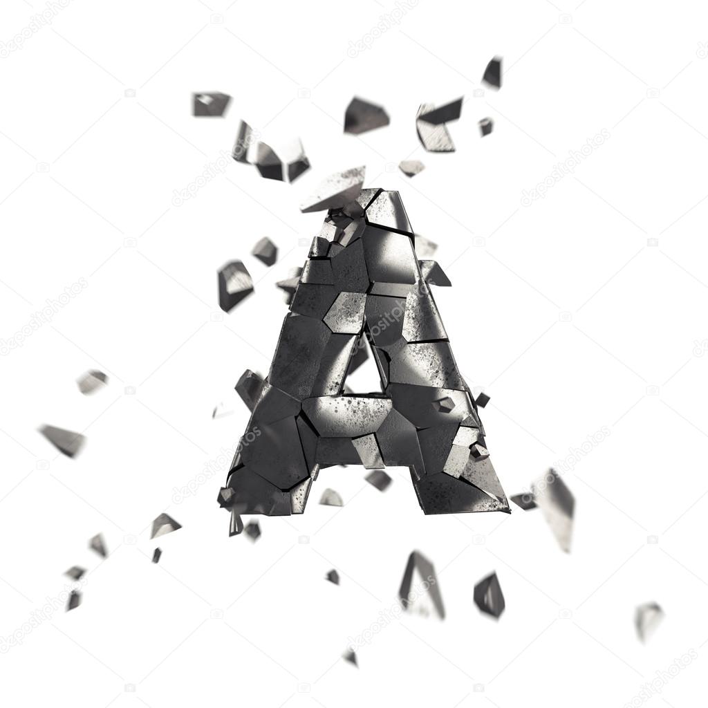 Crushed iron letter A