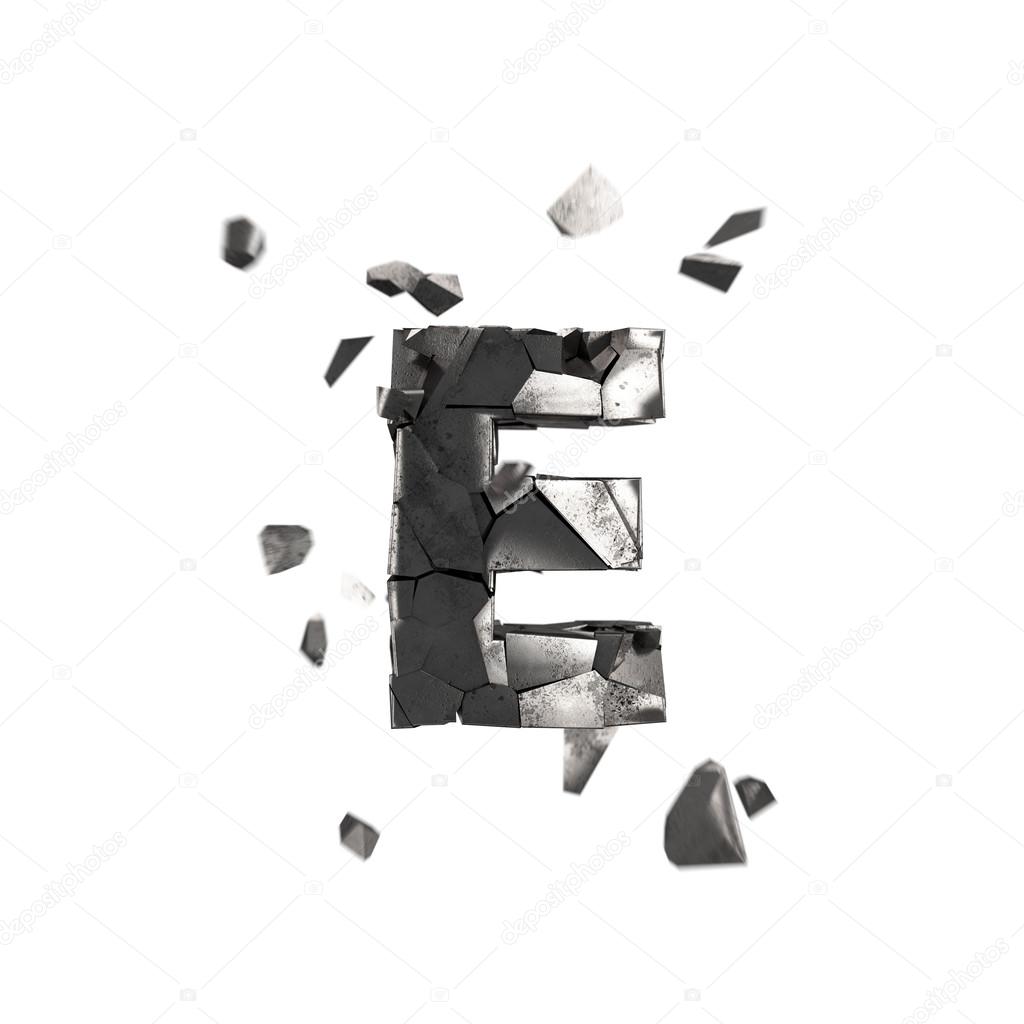 Shattered iron letter E