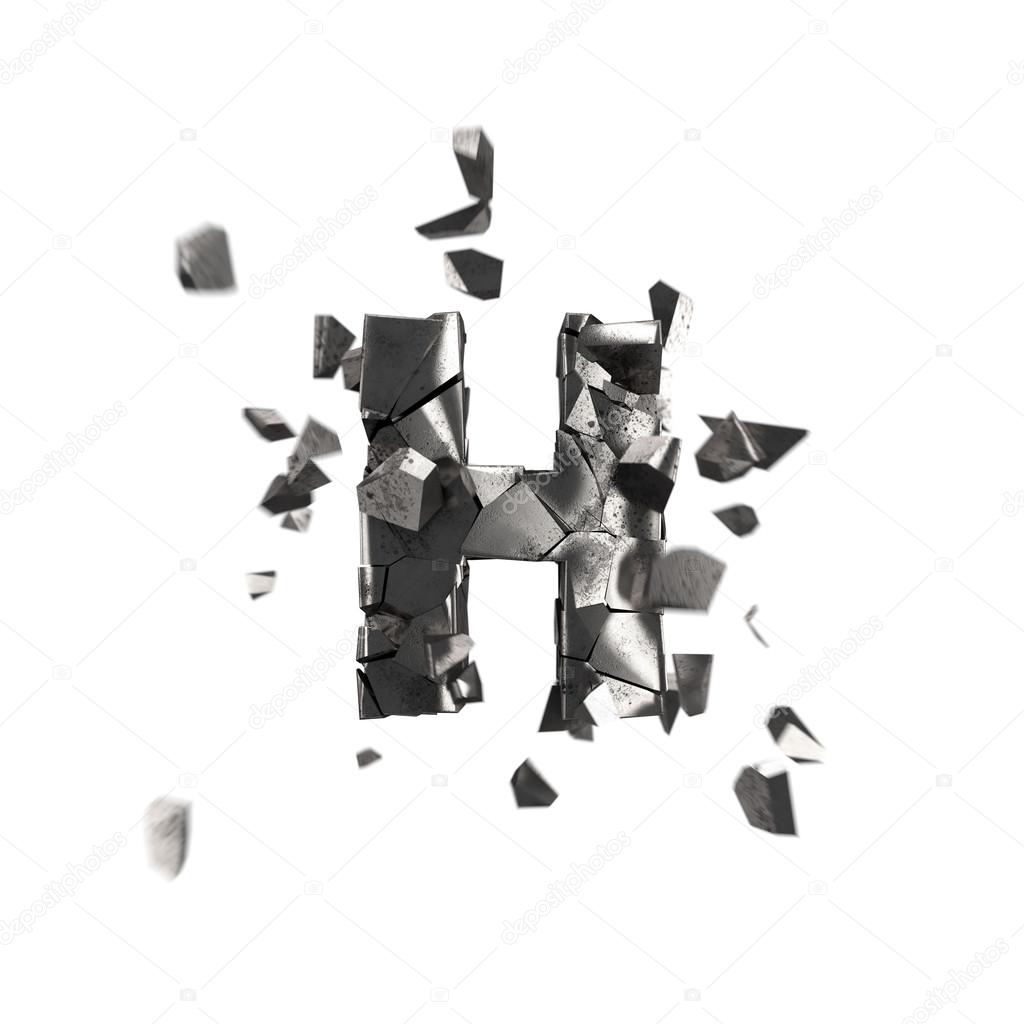 Shattered iron letter H