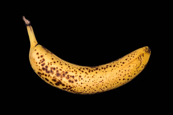 Rotten Banan Isolerad Svart Bakgrund Frukt Som Utgår — Stockfoto