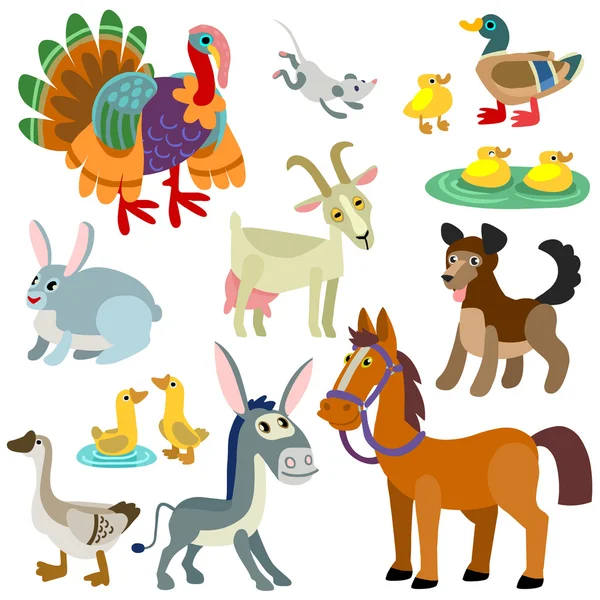 Dibujos animados animales domésticos conjunto — Vector de stock