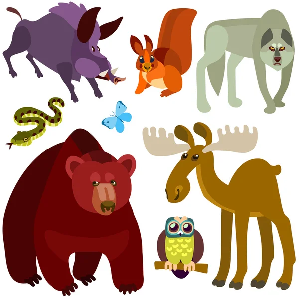 Conjunto de animales del bosque de dibujos animados — Vector de stock