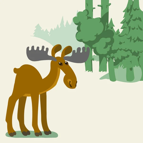 Moose in the woods — Stock Vector